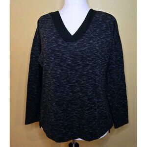 Christopher & Banks Womens Sweater V Neck Long Sleeve Pull Over Black Size Small